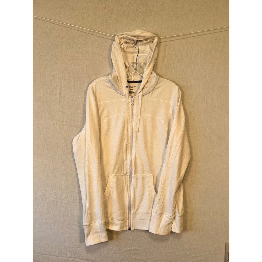 Tek Gear DryTek Womens Large White Full Zip Hoodie Sweatshirt Activewear 3425